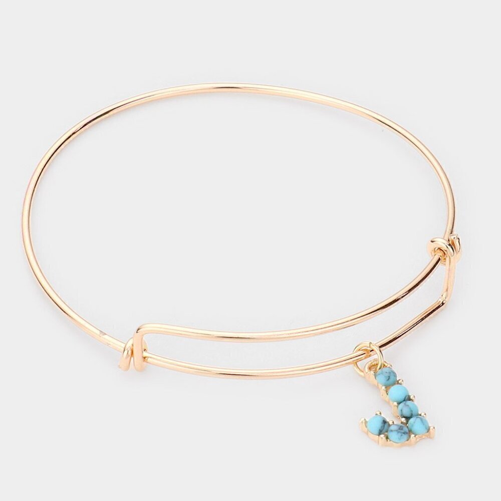 NWT Bohemian -J- Turquoise Embellished Monogram Charm Bracelet